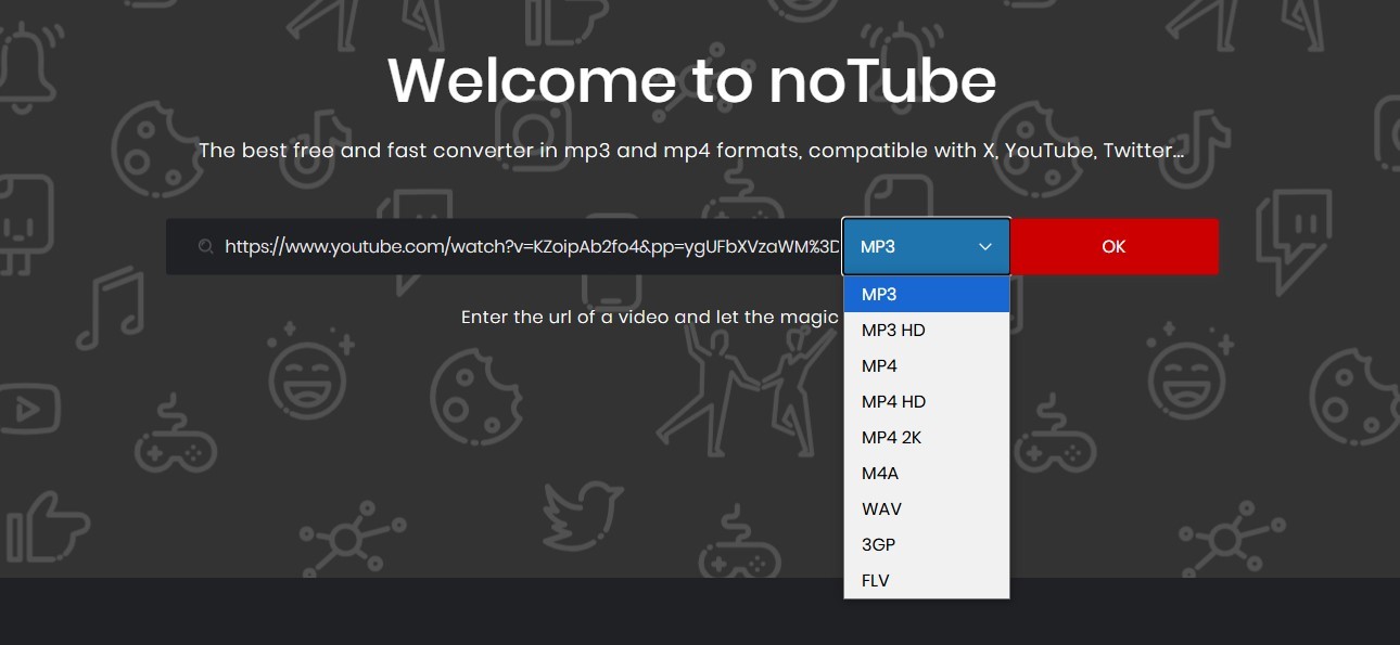 ממיר וידאו notube צילום מסך #1