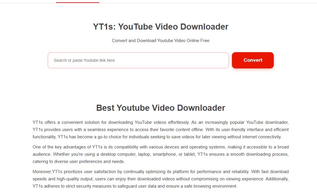 Video konvertor yt1s.com snímek obrazovky #0
