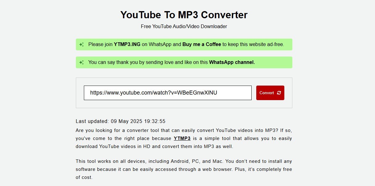 वीडियो कनवर्टर ytmp3 स्क्रीनशॉट #0